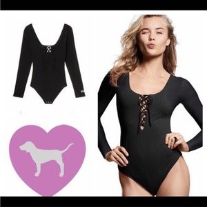 VS PINK lace up bodysuit